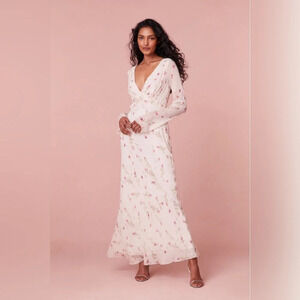 NEW LoveShackFancy Dalila Dainty Floral Maxi Dress Azalea Pink Chiffon | size 2